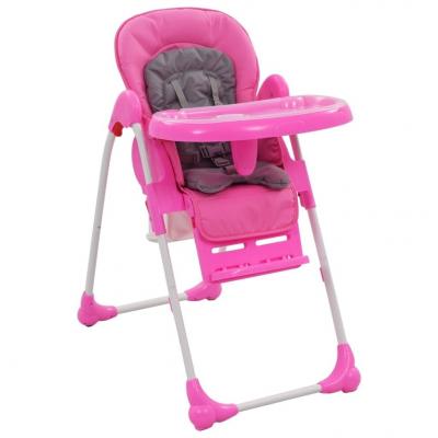 Emaga vidaxl krzesełko do karmienia dzieci, różowo-szare