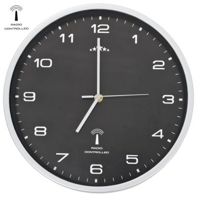 Emaga vidaxl sterowany radiowo zegar z mechanizmem kwarcowym, 31 cm, czarny