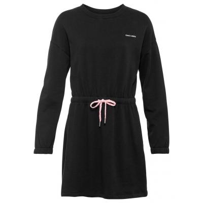 Sukienka dresowa z haftem,  bawełna organiczna bonprix czarno-różowy