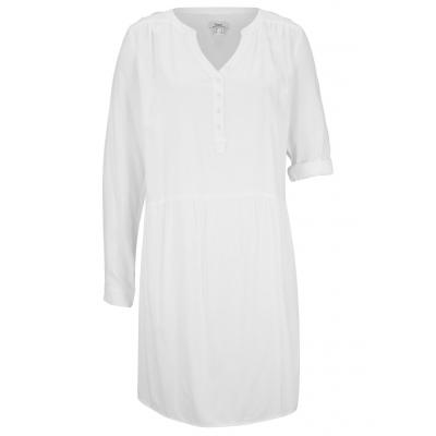 Sukienka koszulowa z wiskozy, długi rękaw bonprix biały