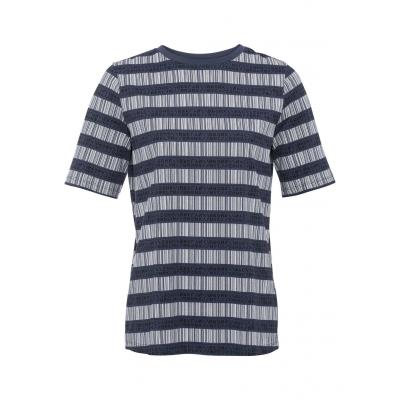 T-shirt z ozdobnymi napisami bonprix ciemnoniebiesko-biały z nadrukiem