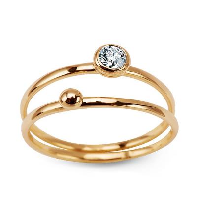 Staviori pierścionek. 1 diament, szlif brylantowy, masa 0,12 ct., barwa i-j, czystość i1. żółte złoto 0,585.