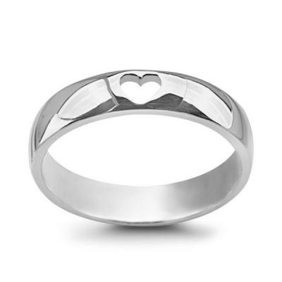 Staviori pierścionek serce, srebro rodowane 0,925. szerokość 4 mm.