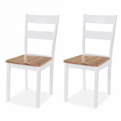 Emaga vidaxl krzesła stołowe, 2 szt., białe, lite drewno kauczukowca