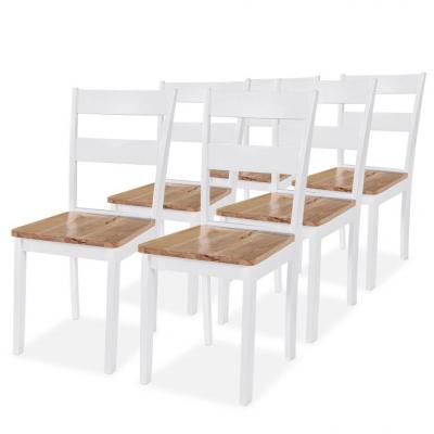 Emaga vidaxl krzesła stołowe, 6 szt., białe, lite drewno kauczukowe