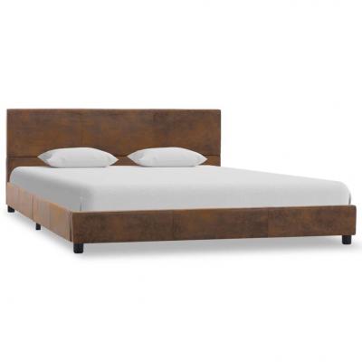 Emaga vidaxl rama łóżka z podnośnikiem, brązowa, tkanina, 120 x 200 cm