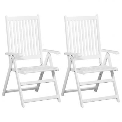 Emaga vidaxl krzesła składane, 2 szt., lite drewno akacjowe, białe