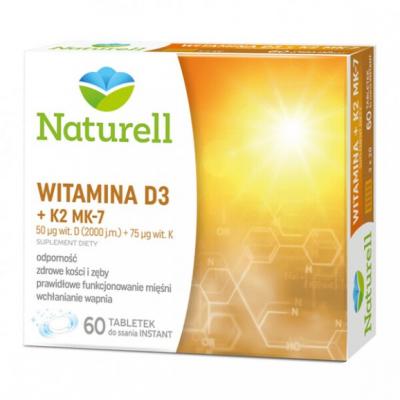 Naturell Witamina D3 + K2 MK-7, tabletki do ssania, 60 szt., KRÓTKA DATA