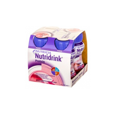 Nutridrink Protein, płyn o smaku truskawkowym, 4 x 125 ml, KRÓTKA DATA - [08.04.2021]