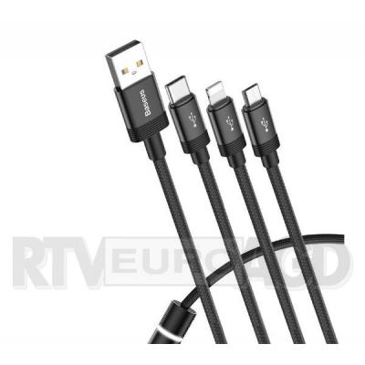 Baseus Kabel USB Data Faction 3w1 Typ C / Lightning / Micro 3,5A 1,2m (czarny)