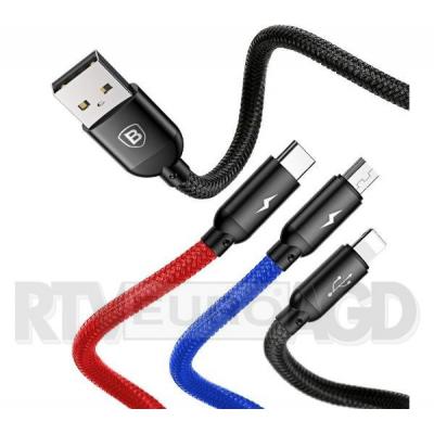 Baseus Kabel USB 3w1 USB-C / Lightning / Micro 3,5A 0,3m (czarny)