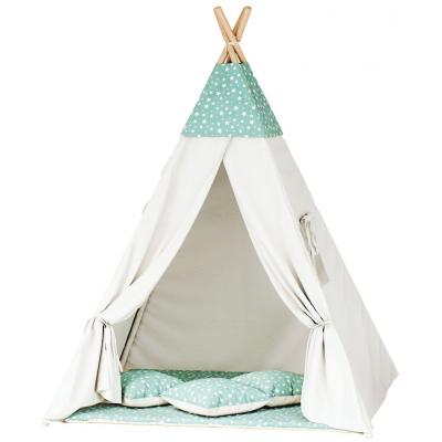 Namiot tipi dla dzieci, bawełna, miętowy, gwiazdozbiór