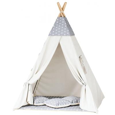 Namiot tipi dla dzieci, bawełna, szary, gwiazdki