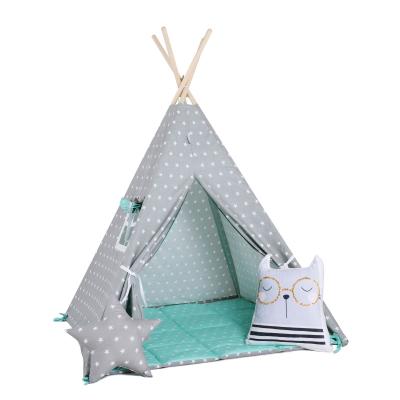Namiot tipi dla dzieci, bawełna, okienko, miętowy pyłek