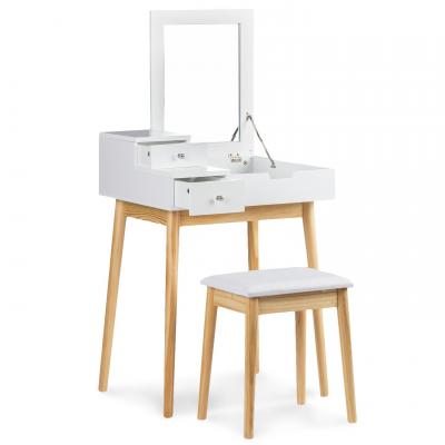 Biurko, toaletka kosmetyczna, składane lustro, biała, modernhome, 76 cm