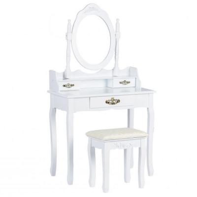 Toaletka kosmetyczna, biurko, lustro, stołek, 3 szuflady, 139 cm