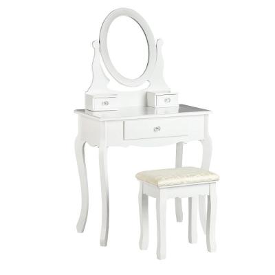 Toaletka kosmetyczna, biurko, lustro, stołek, biała, modernhome, 132 cm