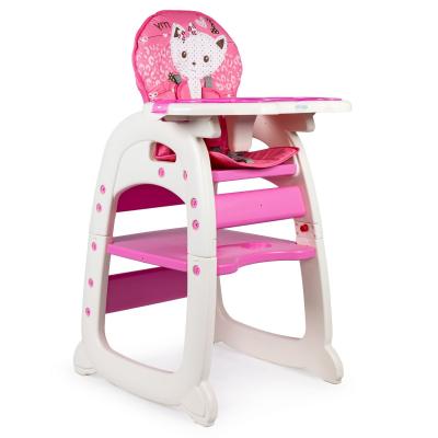 Fotelik do karmienia, stolik i krzesełko, 2w1, różowe