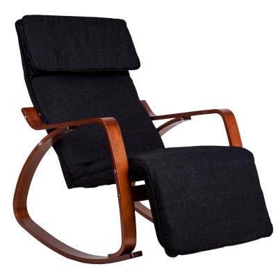 Fotel bujany, fiński, regulowany podnóżek, bawełna, czarny