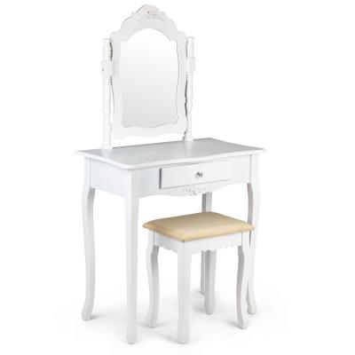 Toaletka kosmetyczna, biurko, lustro, stołek, biała, modernhome, 135 cm