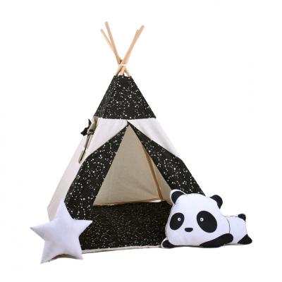 Namiot tipi dla dzieci, bawełna, okienko, panda, nocne niebo