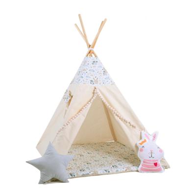 Namiot tipi dla dzieci, bawełna, okienko, królik, pastelowi przyjaciele