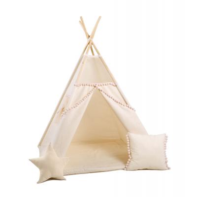 Namiot tipi dla dzieci, bawełna, okienko, poduszka, kuleczkowa mgiełka