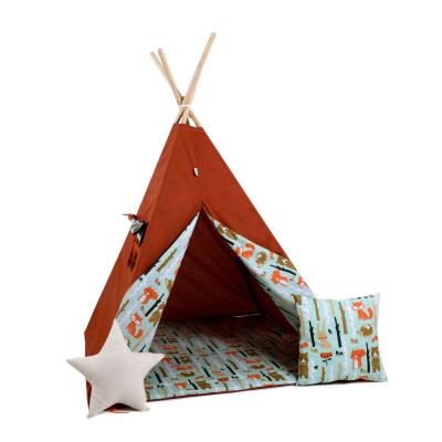 Namiot tipi dla dzieci, bawełna, okienko, poduszka, leśny kącik
