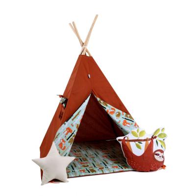 Namiot tipi dla dzieci, bawełna, okienko, leniwiec, leśny kącik