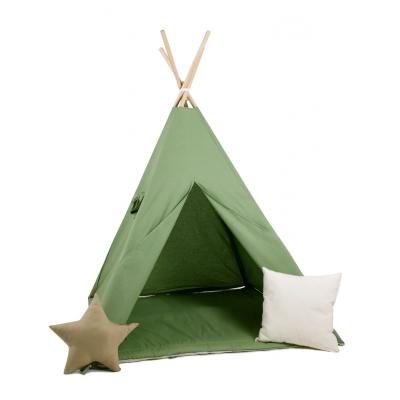 Namiot tipi dla dzieci, bawełna, okienko, poduszka, zielono mi