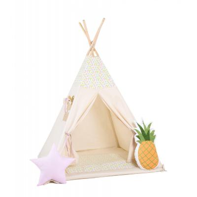 Namiot tipi dla dzieci, bawełna, okienko, ananas, pudrowe cukierki