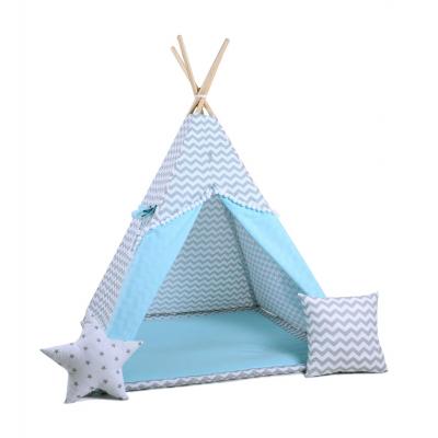 Namiot tipi dla dzieci, bawełna, okienko, poduszka, błękitna drzemka