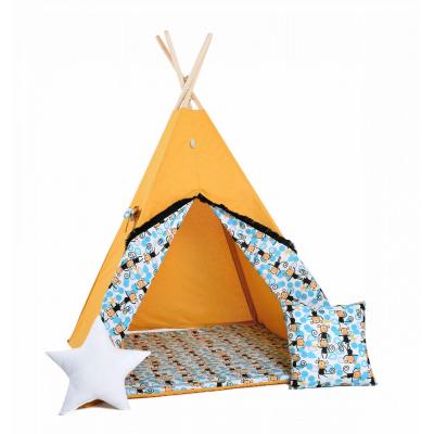 Namiot tipi dla dzieci, bawełna, okienko, poduszka, małpi świat