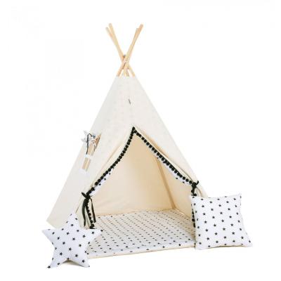 Namiot tipi dla dzieci, bawełna, okienko, poduszka, kremowa iskierka