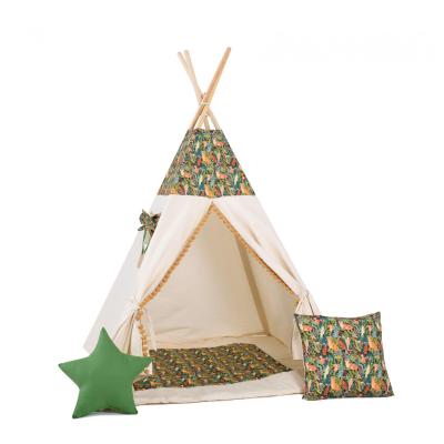 Namiot tipi dla dzieci, bawełna, okienko, poduszka, dżunglowa kryjówka