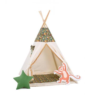 Namiot tipi dla dzieci, bawełna, okienko, małpka, dżunglowa kryjówka