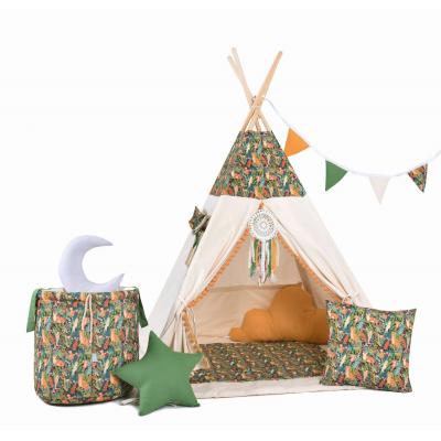 Namiot tipi dla dzieci, bawełna, okienko, mega zestaw, dżunglowa kryjówka