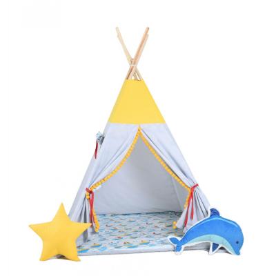 Namiot tipi dla dzieci, bawełna, okienko, delfin, łódeczka na fali