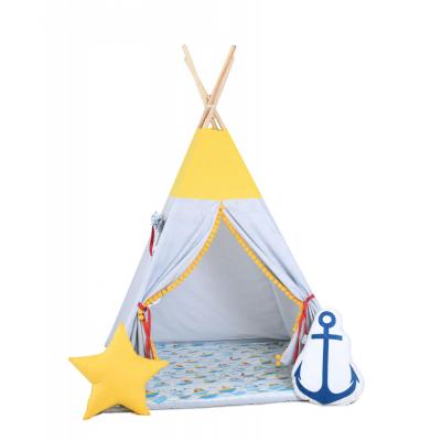 Namiot tipi dla dzieci, bawełna, okienko, kotwica, łódeczka na fali