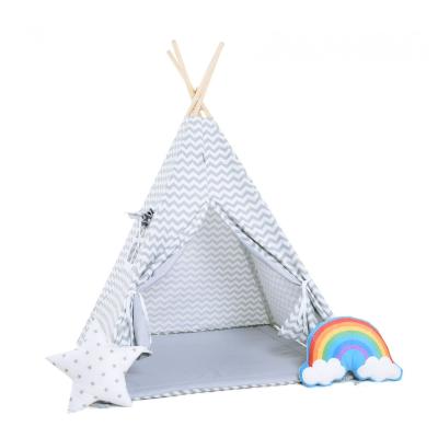 Namiot tipi dla dzieci, bawełna, okienko, tęcza, srebrzyste fale