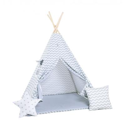 Namiot tipi dla dzieci, bawełna, okienko, poduszka, srebrzyste fale