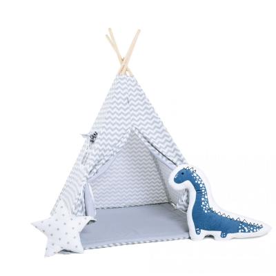Namiot tipi dla dzieci, bawełna, okienko, dinozaur, srebrzyste fale