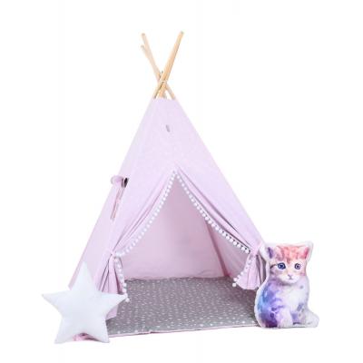 Namiot tipi dla dzieci, bawełna, okienko, kotek, purpurowe szarości