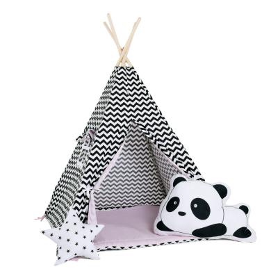 Namiot tipi dla dzieci, bawełna, okienko, panda, pudrowy design