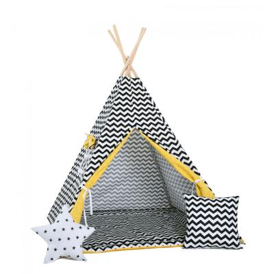 Namiot tipi dla dzieci, bawełna, okienko, poduszka, słoneczny zygzak