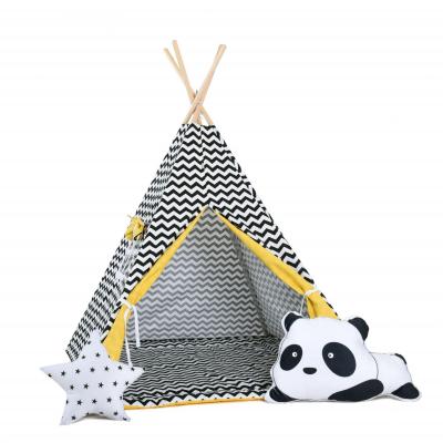 Namiot tipi dla dzieci, bawełna, okienko, panda, słoneczny zygzak