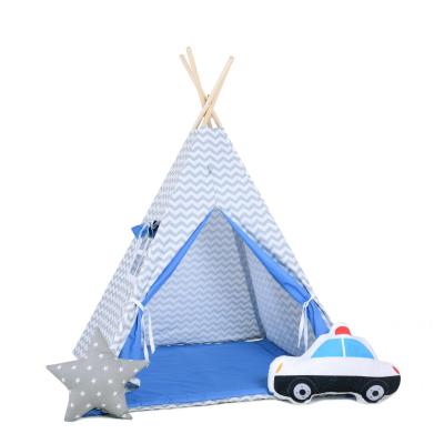 Namiot tipi dla dzieci, bawełna, okienko, radiowóz, policyjny zygzak