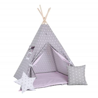 Namiot tipi dla dzieci, bawełna, okienko, poduszka, różowy pyłek