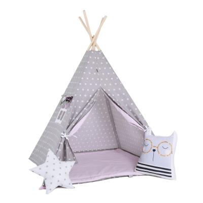 Namiot tipi dla dzieci, bawełna, okienko, kotek, różowy pyłek