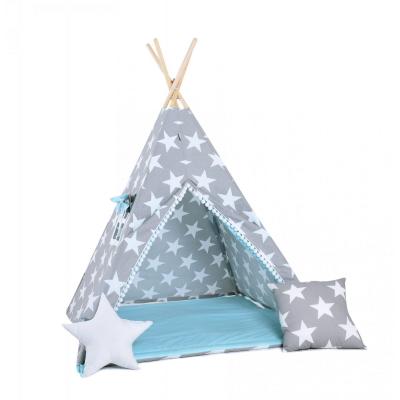 Namiot tipi dla dzieci, bawełna, okienko, poduszka, podniebna gwiazdka
